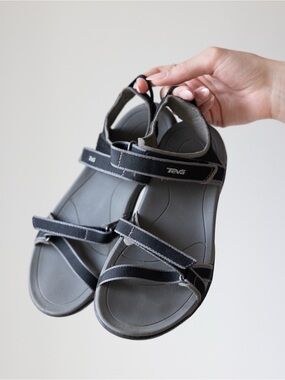 Grey Black Teva Sandals